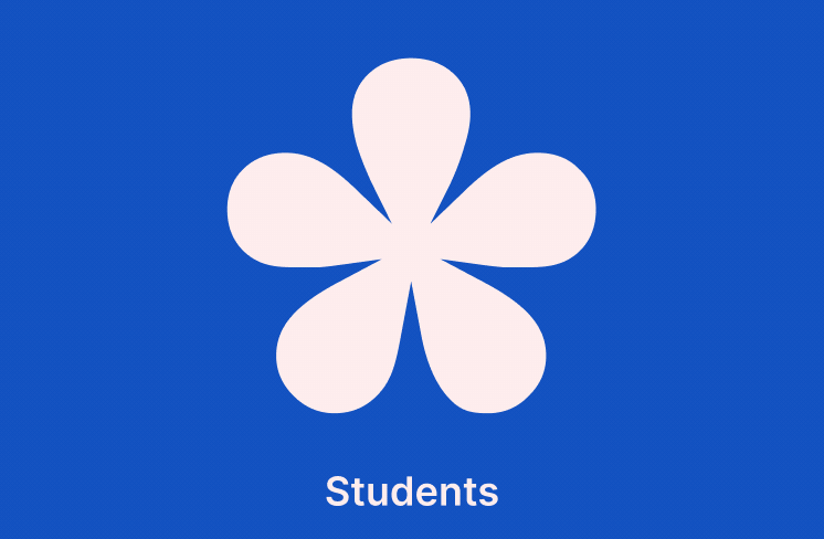 DSA student flower icon on a blue field